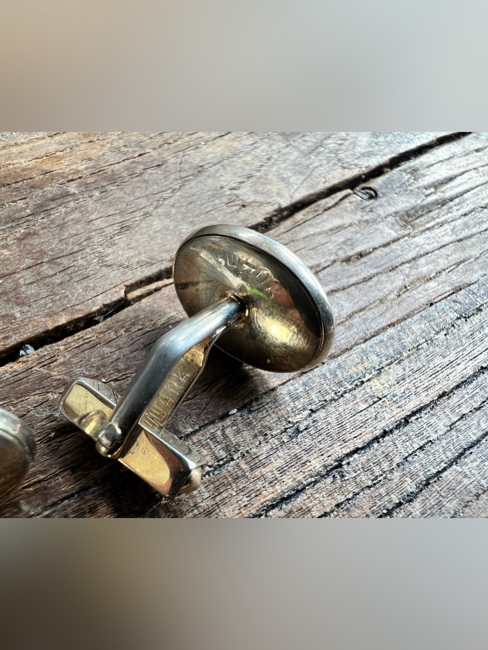 Classic Oval Silver Cufflinks with Black and Blue Inlay - Picture 6 of 8